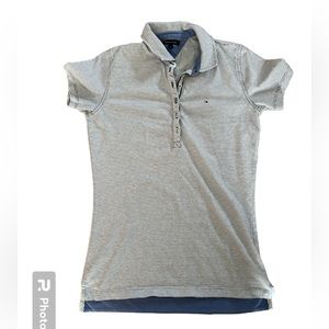 Tommy Hilfiger, size small, blue and white stripes, polo